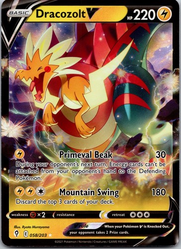 Pokemon Evolving Skies Dracozolt V 58/203 NM