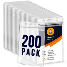 200 Pack Badge Holder, Plastic ID Badge Holder, Clear Waterproof ID Card Hold...