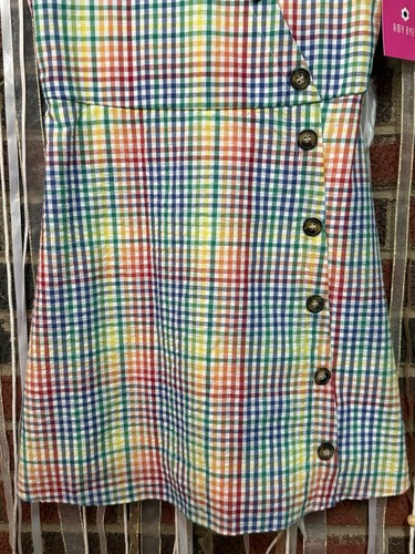 Amy Byer Rainbow Plaid Gingham Check Pattern V-Neck Dress Girl's Size 14 - Picture 3 of 15