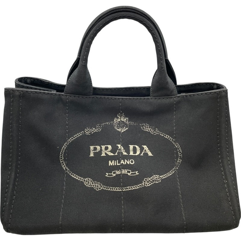 PRADA Canapa M BN2642 Black GD Hardware Canvas Shoulder Bag Women s Used from ja