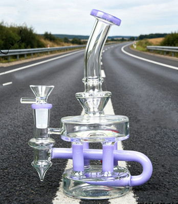 purple Multiple Recycler rig Matrix glass Water Pipe bong Hookah Smoking 14mm 