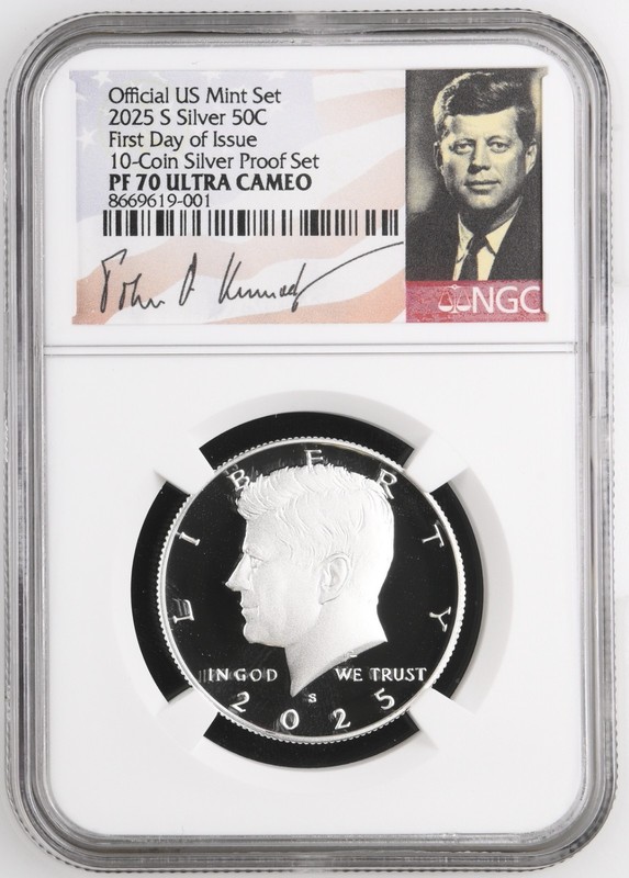 2025 S Silver Kennedy Half Dollar 50C NGC PF70 Ultra Cameo First Day Of Issue,