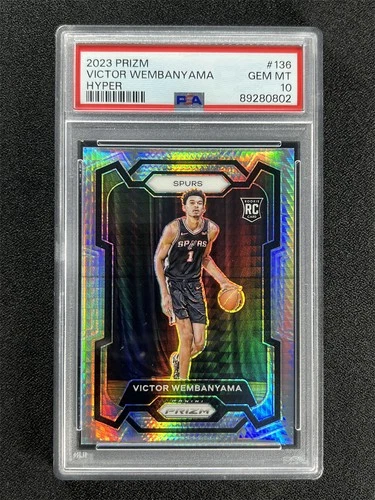 2023-24 Panini Prizm Victor Wembanyama #136 Hyper Prizm Rookie RC PSA 10 Gem Mt