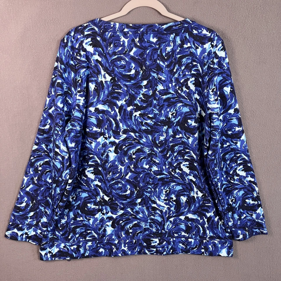 T by Talbots Women's Long Sleeve Pullover Sweatshirt Size XL Blue Clustered NWT - Image 2 of 4