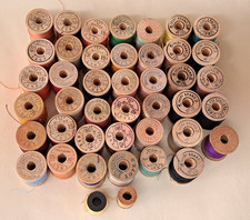 Lot Of 43 Vintage Belding Corticelli Ivory Brand Sunset Thread Wood Spool  B2 