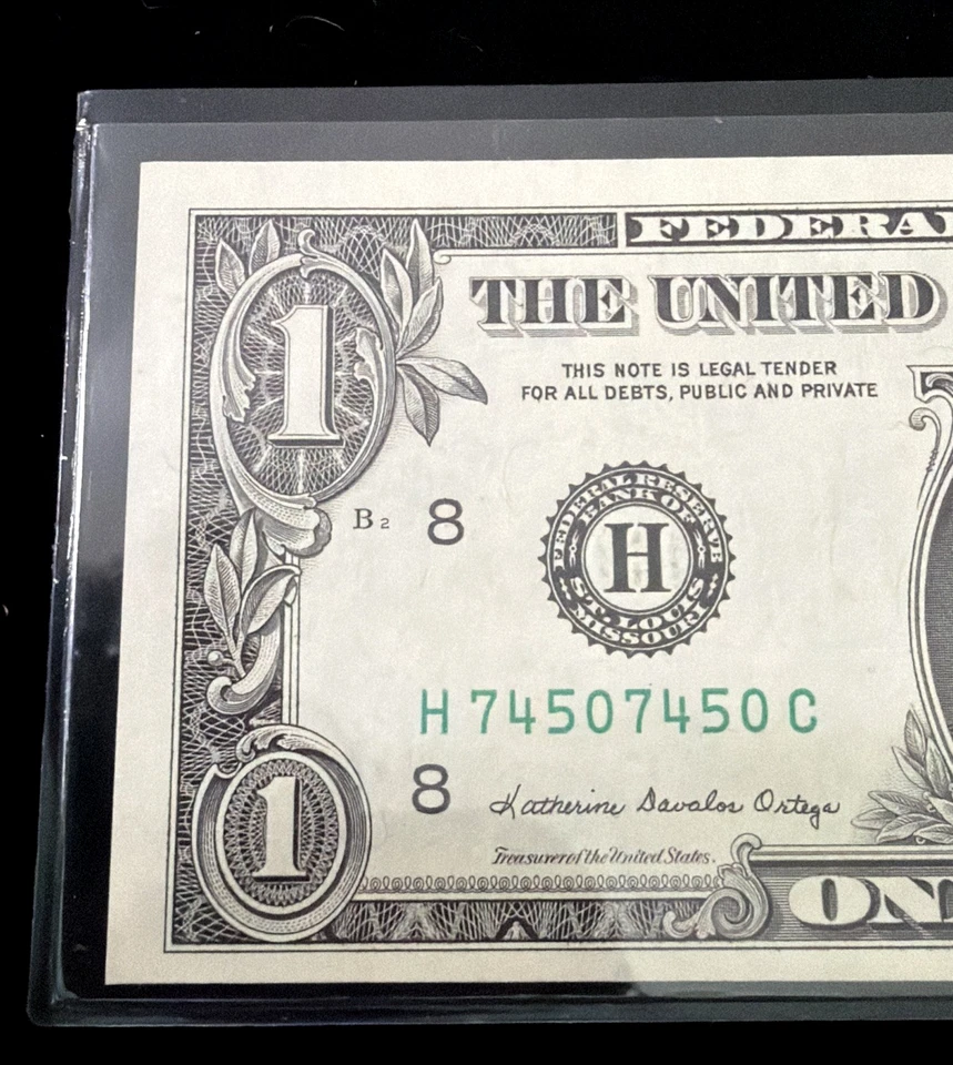 1984 MISSOURI $1 FEDERAL RESERVE ONE DOLLAR REPEATER NOTE H74507450C CRISP NOTE! - Image 3 of 4