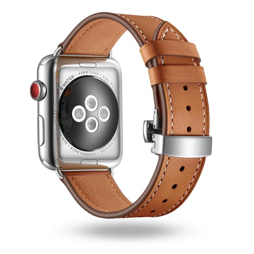 Skórzany pasek Apple Watch 38–49mm brązowy – styl paska Wenecja prawdziwa skóra i stal nierdzewna - Zdjęcie 27 z 54
