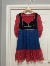 Monsoon Fusion Modern Vintage Boho Dress UK 12 Floral Embroidered Folk Festival