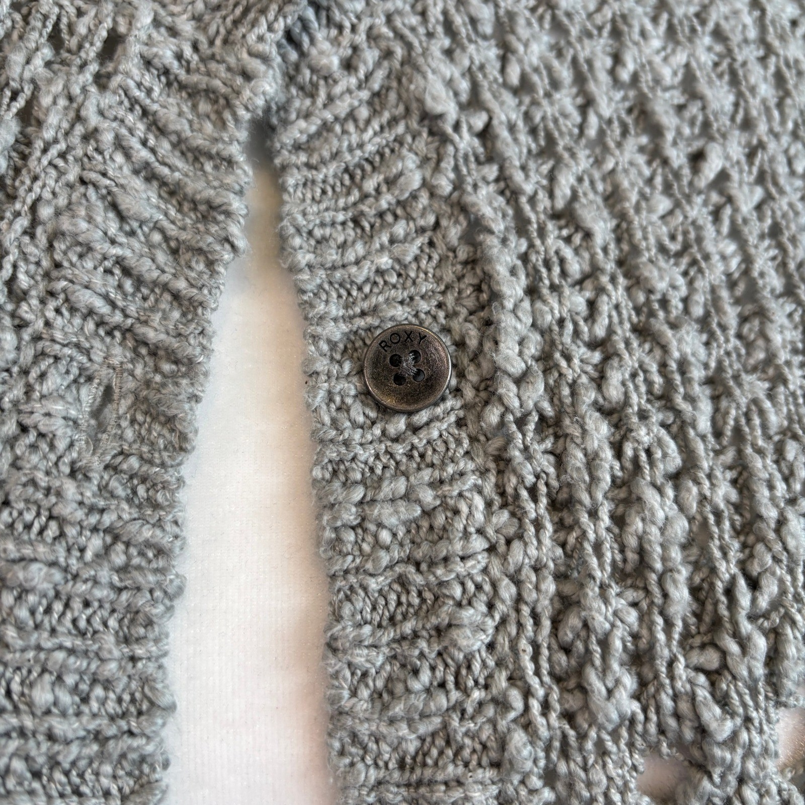 Roxy Open Knit Cardigan Button Front Cottagecore … - image 8