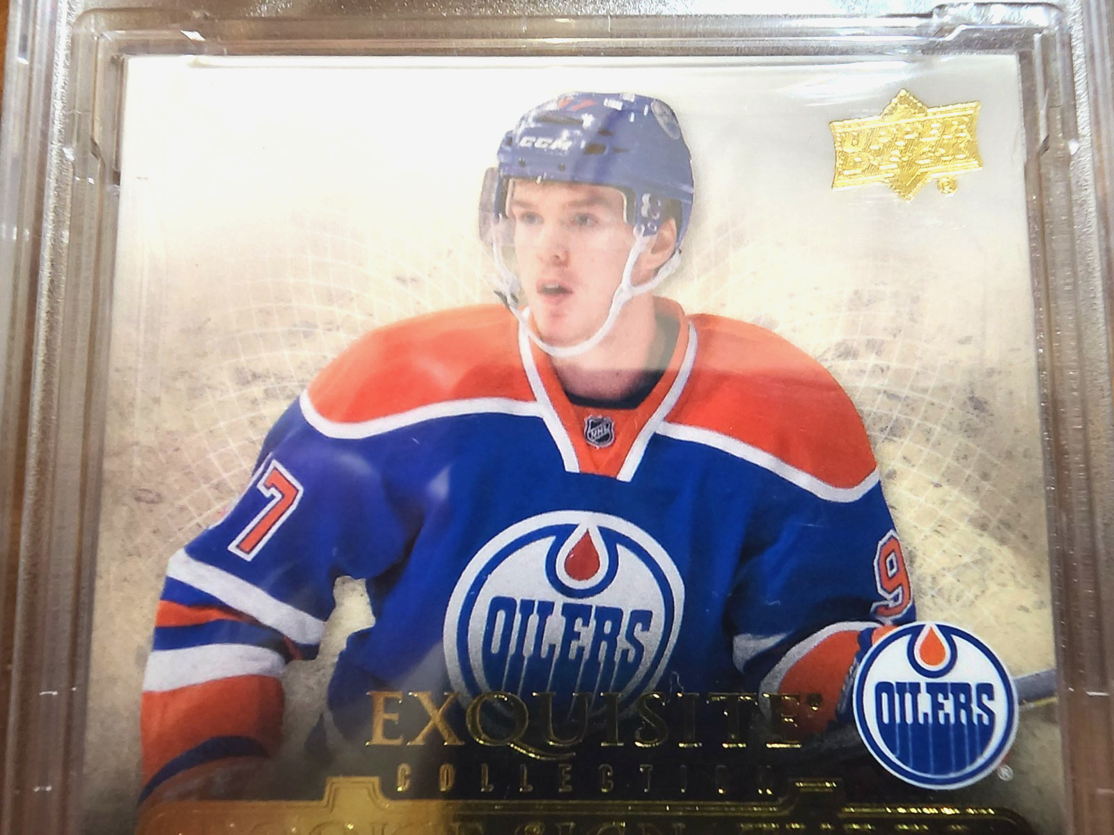 2015-16 Upper Deck Ice Exquisite Collection Connor McDavid Auto RC 90/149 PSA 7 view 3