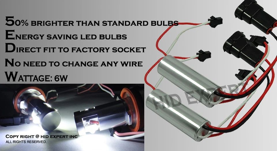 Fit BMW Canbus Angel Eye E70 E90 E92 H8 HALO RING 6W LED White Light Bulb W23 - Image 3 of 4