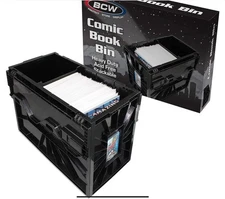 BCW Short Comic Book Bin Heavy Duty Stackable Plastic Box Holds 150 Bagged BCW 