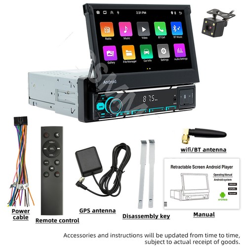 1Din Car Stereo Radio Player BT GPS WIFI CarPlay Android Auto Mirror Link Camera - Picture 22 of 24