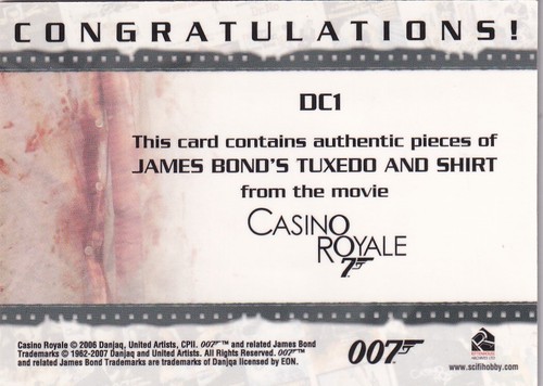JAMES BOND AUTOGRAPHS & RELICS DANIEL CRAIG DUAL COSTUME Card DC1 DC01 - Picture 2 of 4