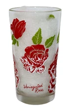 Variegated Rose Boscul Peanut Butter 10 OZ Glass 1960’s ~ Small Lettering