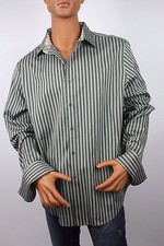 Black Brown 1826 Men's Long Sleeve Button Front Striped Dress Shirt Size XXL/TTG