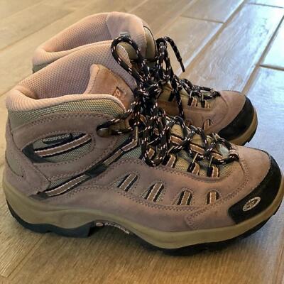 Women's hiking boots/shoes by Hi-Tec in colors pink, tan and black in size 7