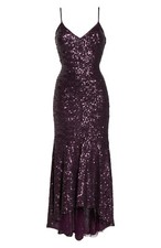 VINCE CAMUTO Purple Sequin Embellished High Low Asymmetric Maxi Gown Dress 4 US