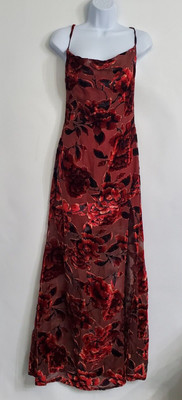 Showpo Womens Aletta Maxi Dress Size 2 Floral Velvet Burnout Dark Whimsigoth