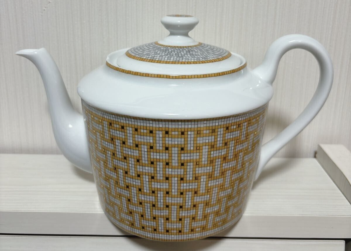 HERMES MOSAIQUE AU 24 GOLD TEAPOT SERVER FRENCH Van Quatre