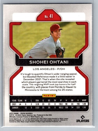 2022 Panini Prizm - #41 Shohei Ohtani - 第 2/2 張圖片