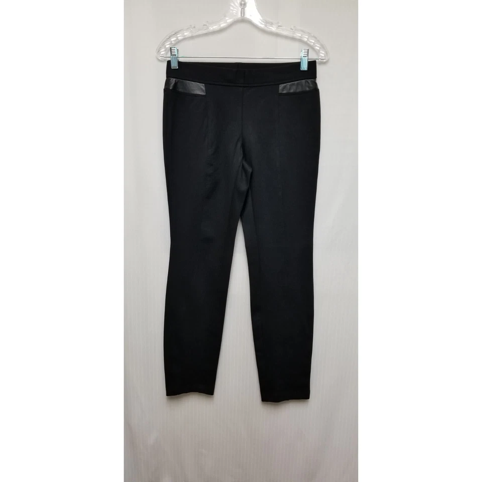 Alfani Skinny Leg Ponte Pant 4 Comfort Waist Pull-On Black Faux Leather Accent - Image 3 of 4