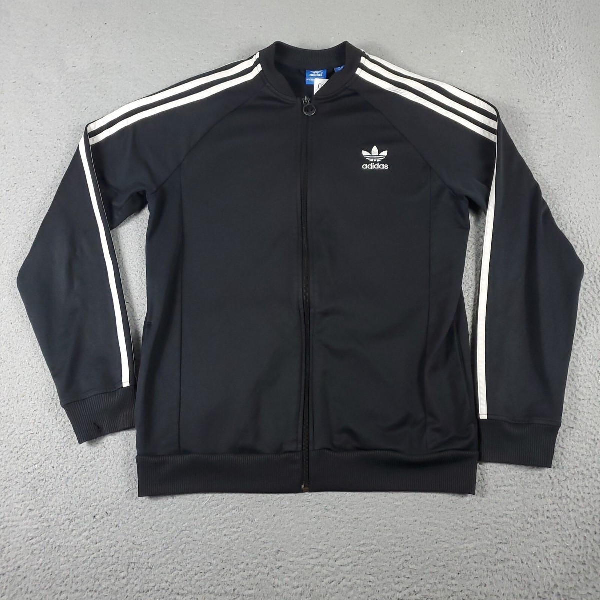 Adidas Jacket Boys Size XL Black Full Zip Up Track Sweater