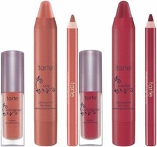 NIB Tarte FULL SZ Lip Creme, Trvl Sz Lip Gloss Lip Liner Set in Buff or Wine
