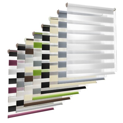 TEKONA Doppelrollo Klemmfix ohne Bohren Duo-Rollo lichtdurchlässig dreifarbig