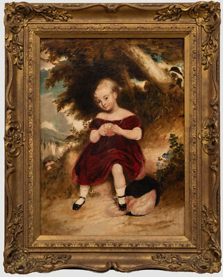 Volkskunst 1876 Öl - Mädchen Im Wald