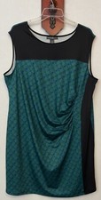 Signature Collection Womens 3x Green Striped Sleeveless Pleated Midi Dress A6794
