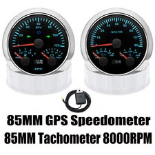 85mm GPS Speedometer 0-120MPH Fuel/Volt 85mm Tacho 8000RPM /Oil Press/Water Temp