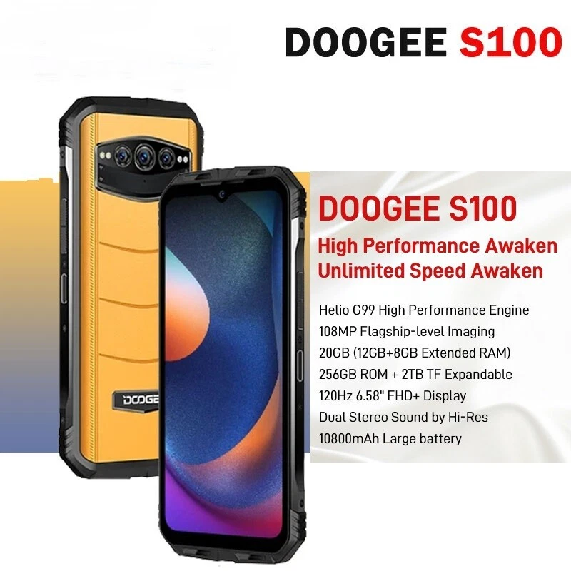 DOOGEE S100 12GB+256GB 108MP Camera Rugged Smartphone 10800mAh 66W Fast  Charge