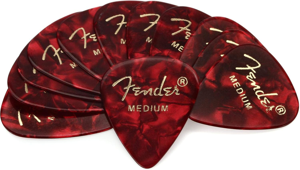 Fender Red Moto 351 Medium Celluloid Guitar Picks 12-Pack  