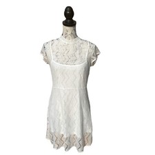 Amaryllis Ivory Lace Mini Dress Women Size M