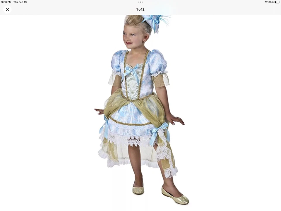 Princesa Paraíso Madame Florencia Disfraz de Halloween Vestido Azul Sombrero Talla Med Nuevo con Etiquetas Foto 2 de 4