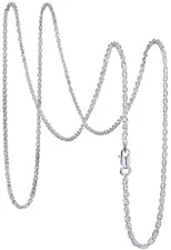 925 Solid Pure Sterling Silver Rope Chain 1.2 mm Rectangular Lobster Clasp