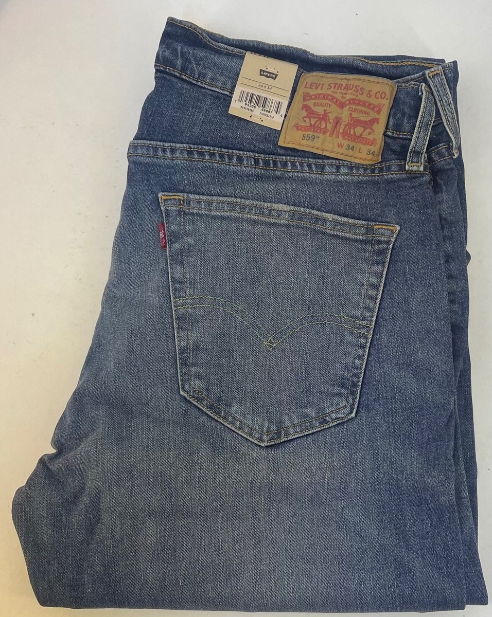 Mens Levis 559 RELAXED Straight Fit Stretch Denim Jeans Stone Wash Waist  Size