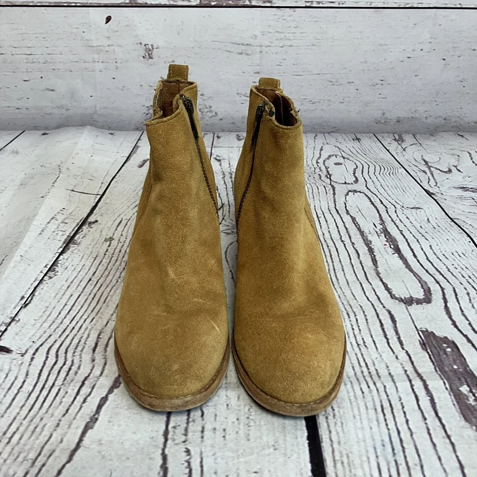 Botas de gamuza Frye para mujer talla 6B Alton Chelsea tacón cuero marrón brandy Foto 2 de 4