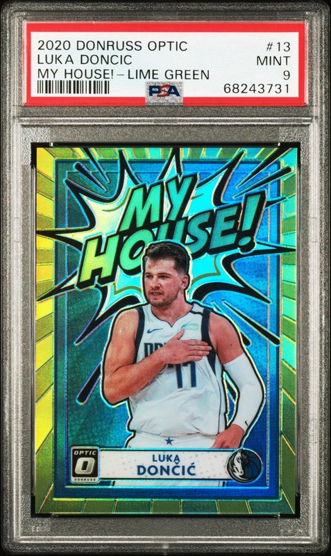 2020 Donruss Optic My House! Lime Green Prizm /149 Luka Doncic Dončić #13 PSA 9