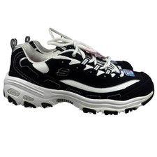 Skechers D'Lites Women's Sneakers Black White Wide Fit Air Cooled Memory Foam 11