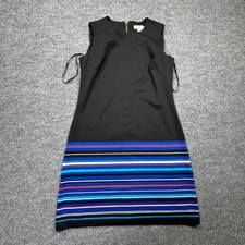Calvin Klein Sheath Dress Womens 8 Black Striped Hem Sleeveless Classic Modern
