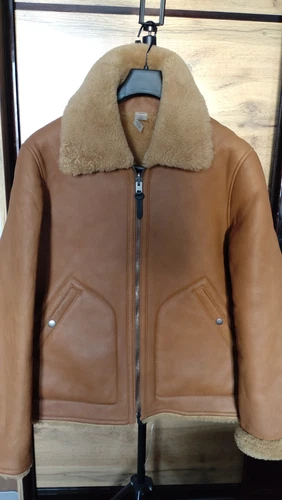 Bomber Coach reversibile leggero cammello shearling pelle di agnello. Etichetta taglia 48 (S)
