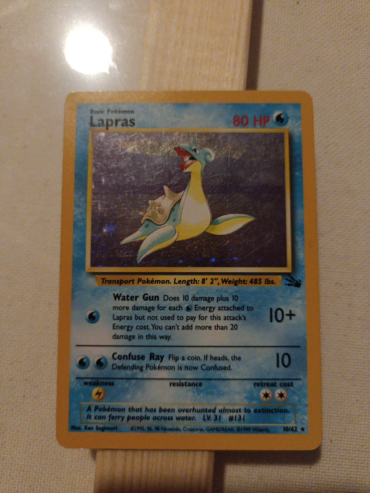 Pokémon TCG Lapras Fossil Holo Unlimited Rare Card 10/62 LP Condition