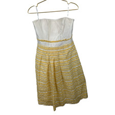 American Vintage Kay Unger 90's  Yellow Strapless Dress Garden Party Size 6