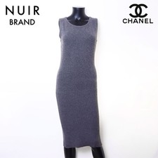 CHANEL Size:38 Cashmere Sleeveless Dress Gray WS6713 F/S from Japan