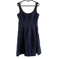 Nine West Womens 4 Navy Shimmer A-Line Dress Sleeveless Lined Pockets