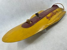 Vintage Handmade Wooden Tether Control Line Speed Boat Rare
