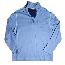 Nautica Men’s Large Blue Full Zip Sweatshirt Jacket J-Class Logo Chest Pocket