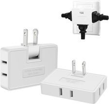 3 Way Flat Wall Outlet Extender Adapter- 2 Pack 180 Degrees Rotatable Flat Plug